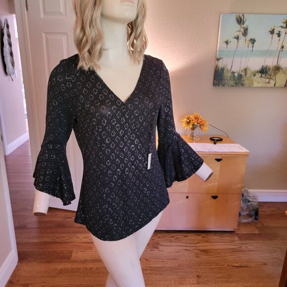 Onyx Nite Tops - Onyx Nite Sparkly Black Top Size M NWT